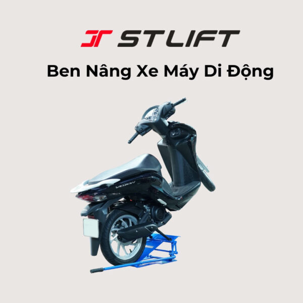 Ben nâng xe máy di động Stlift màu xanh