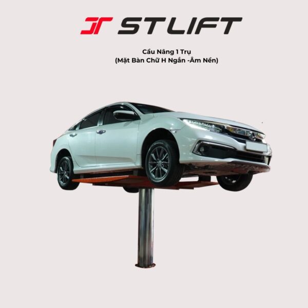 cầu nâng rửa xe ô tô 1 trụ với mặt bàn chữ H ngắn để nâng bụng xe ô tô do STLIFT sản xuất