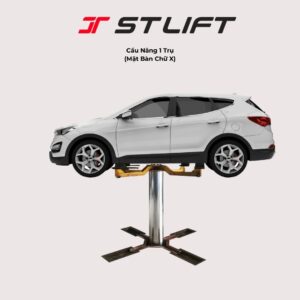 cầu nâng 1 trụ STLIFT mặt bàn chữ X âm nền